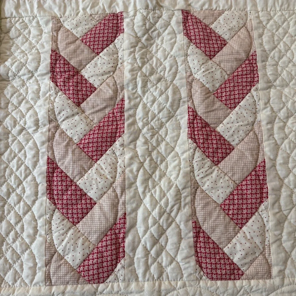 Vintage Handmade King Quilt Apple Basket Applique Patchwork Hand Quilted 96x118
